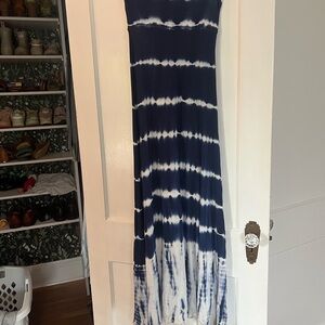 Navy and White Tie-Dye Maxi skirt